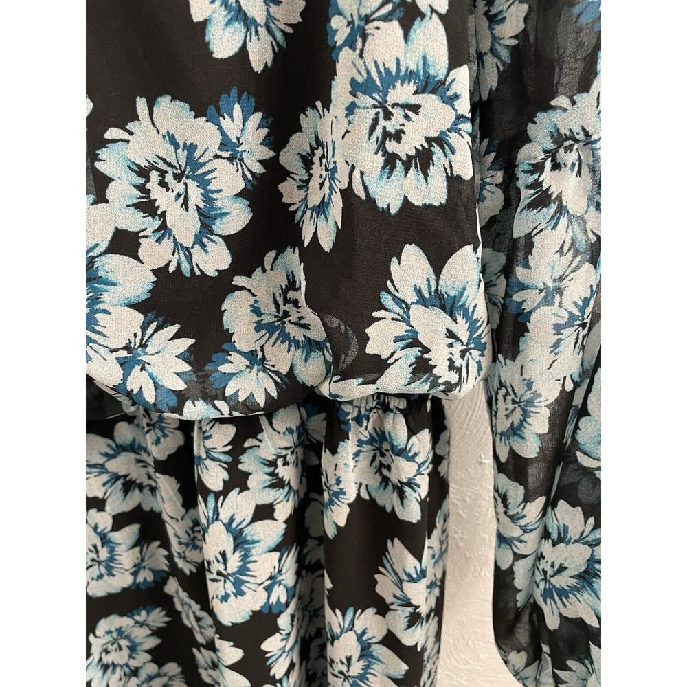 White House Back Market Blue Floral Sheer Overlay Dress Size 10 Lace Bottom - Picture 5 of 8